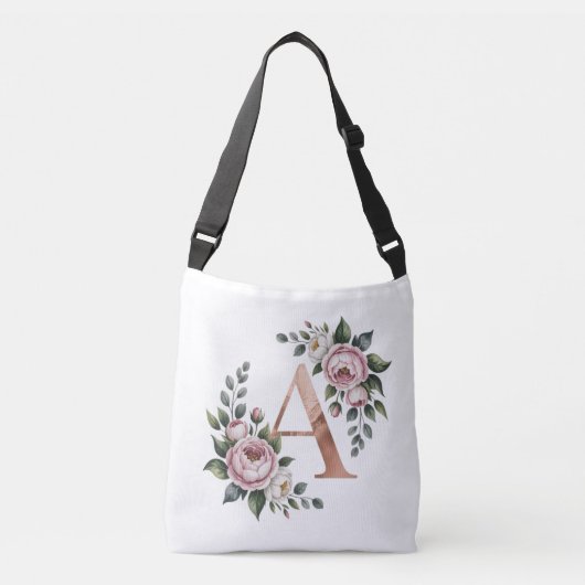 Elegant Floral Letter Monogram Tote Bag (Voorkant)