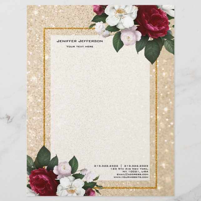 Elegant floral Letterhead Briefhoofd (Voorkant)
