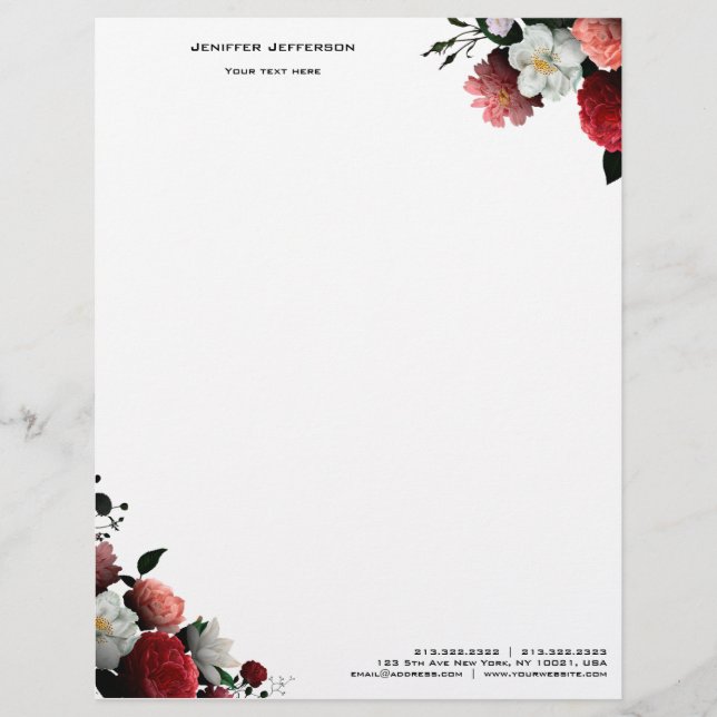 Elegant floral Letterhead Briefhoofd (Voorkant)