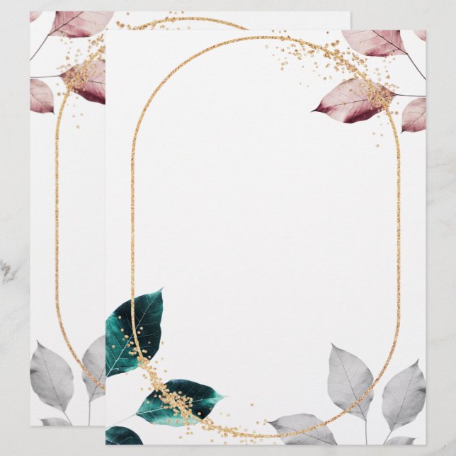 Elegant Floral Letterhead Briefhoofd (Voorkant / Achterkant)