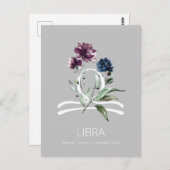 Elegant Floral Libra Symbol Briefkaart (Voorkant / Achterkant)