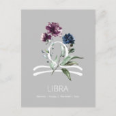 Elegant Floral Libra Symbol Briefkaart (Voorkant)