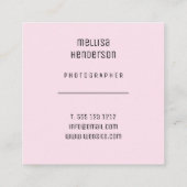 Elegant Floral Light Pink Camera Vierkante Visitekaartje (Achterkant)