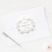Elegant Floral Lijst bevestiging Ronde Sticker (Envelop)