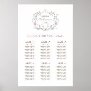 Elegant Floral Lijst Bevestiging Zitting Grafiek Poster