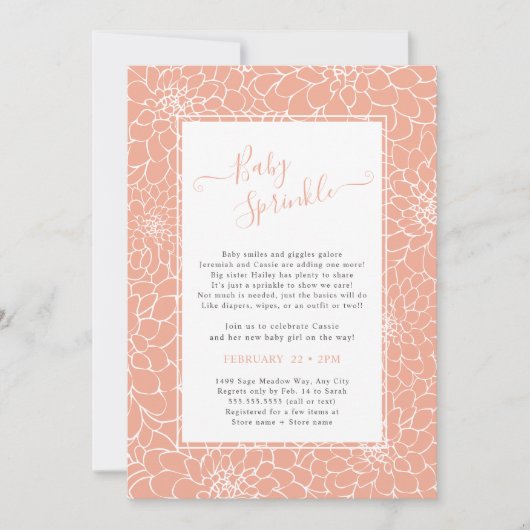 Elegant Floral Lijst Blush Baby Kaart (Voorkant)