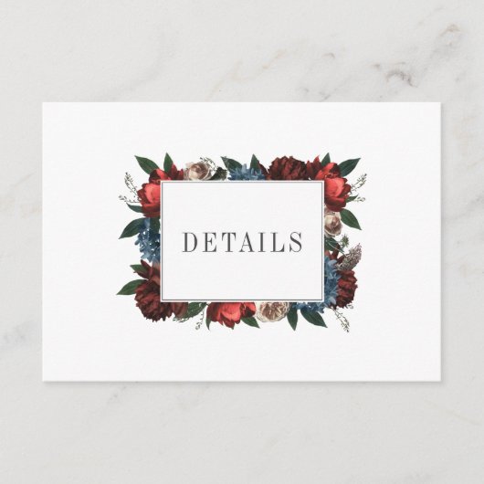 Elegant Floral Lijst bruiloft details Informatiekaartje (Voorkant)