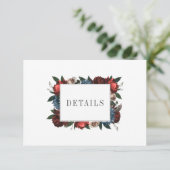 Elegant Floral Lijst bruiloft details Informatiekaartje (Staand voorkant)