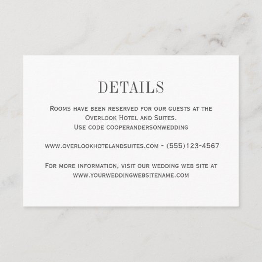 Elegant Floral Lijst bruiloft details Informatiekaartje (Achterkant)