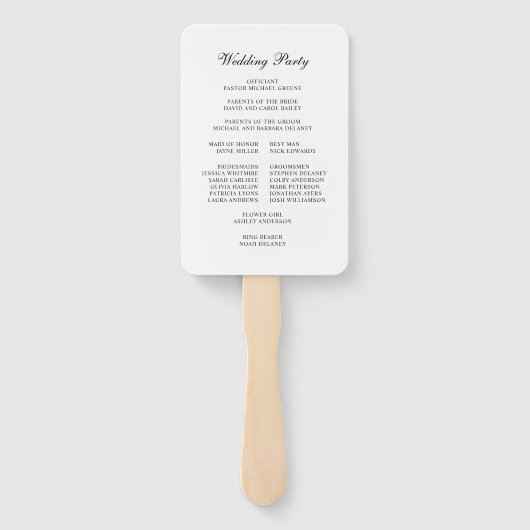 Elegant Floral Lijst bruiloft programma Handwaaier (Achterkant)