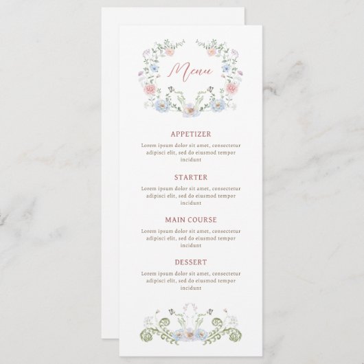 Elegant Floral Lijst Classic Menu (Voorkant / Achterkant)