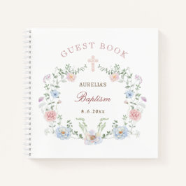 Elegant Floral Lijst doop gastenboek Notitieboek