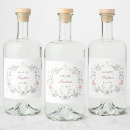 Elegant Floral Lijst doop Likeurfles Etiket