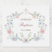 Elegant Floral Lijst doop Likeurfles Etiket (Enkel label)