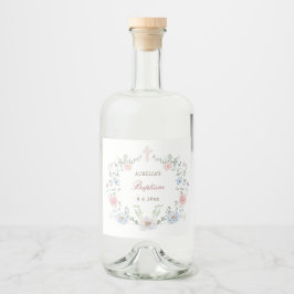 Elegant Floral Lijst doop Likeurfles Etiket