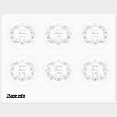 Elegant Floral Lijst doop Ronde Sticker (Vel)