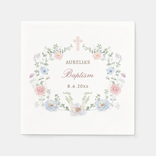 Elegant Floral Lijst doop Servet (Voorkant)