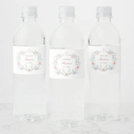 Elegant Floral Lijst doop Waterfles Etiket