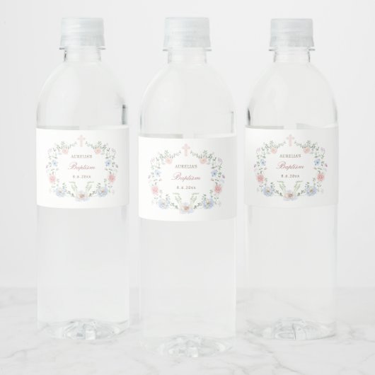Elegant Floral Lijst doop Waterfles Etiket (Flessen)