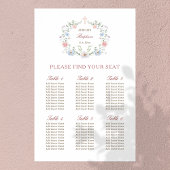 Elegant Floral Lijst Doop Zitting Grafiek Poster