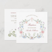 Elegant Floral Lijst doopplein Kaart (Voorkant / Achterkant)