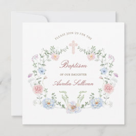 Elegant Floral Lijst doopplein Kaart