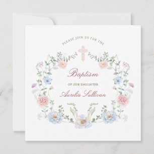 Elegant Floral Lijst doopplein Kaart