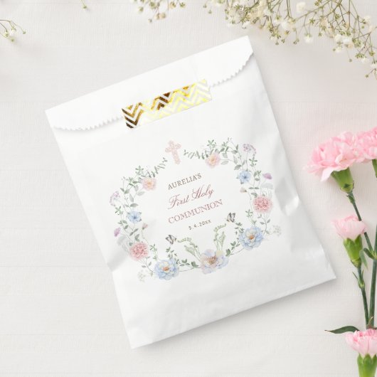 Elegant Floral Lijst Eerste Communie Bedankzakje (Gezegeld)