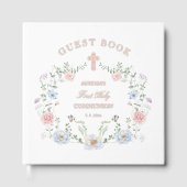 Elegant Floral Lijst Eerste Communie Gastenboek (Voorkant)