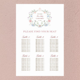 Elegant Floral Lijst Eerste Communie Zitting Grafi Poster