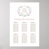 Elegant Floral Lijst Eerste Communie Zitting Grafi Poster (Voorkant)