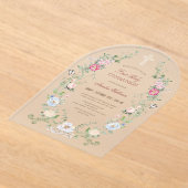 Elegant Floral Lijst Eerste Heilige Communie Acryl Uitnodigingen (Laagn)