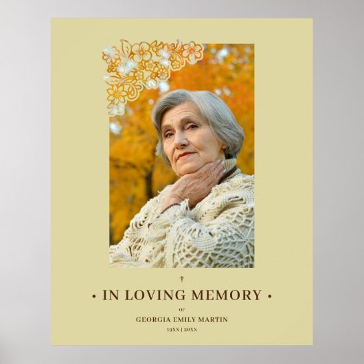 Elegant Floral Lijst & Elegant Photo Funeral Poster (Voorkant)