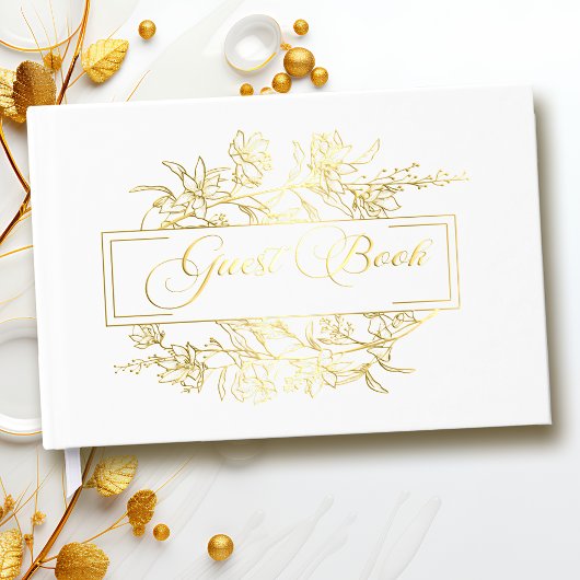 Elegant Floral Lijst Kalligrafie Script Gastenboek
