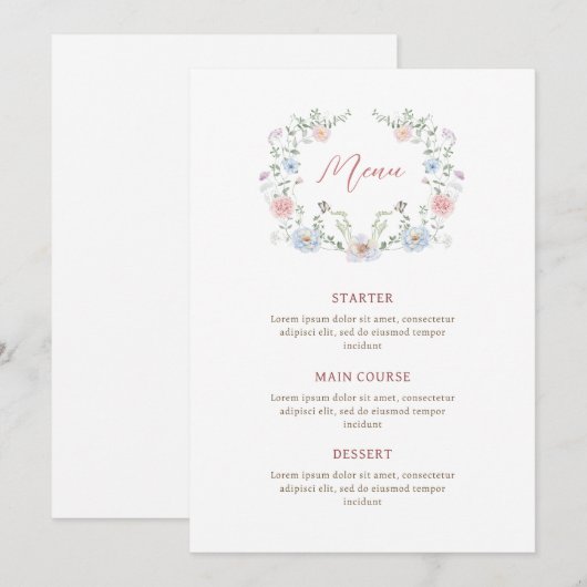 Elegant Floral Lijst Menu (Voorkant / Achterkant)