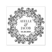 Elegant Floral Lijst Monogram Rubber Weduwstempel Zelfinktende Stempel (Design)