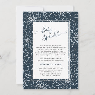 Elegant Floral Lijst Navy Baby Sprinkle Invitation Kaart