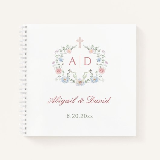Elegant Floral Lijst Religious Wedding Guest Book Notitieboek (Voorkant)