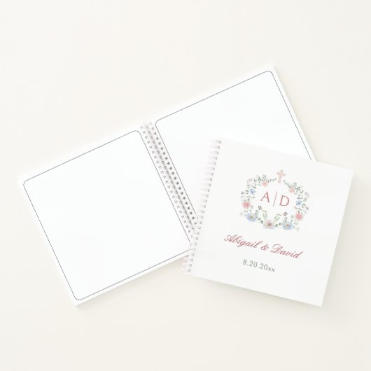 Elegant Floral Lijst Religious Wedding Guest Book Notitieboek (Binnen)
