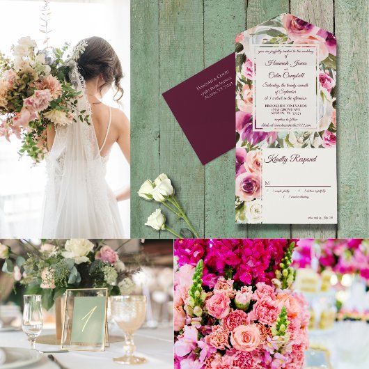 Elegant Floral Lijst Roze Blush Paars Peach White Handwaaier