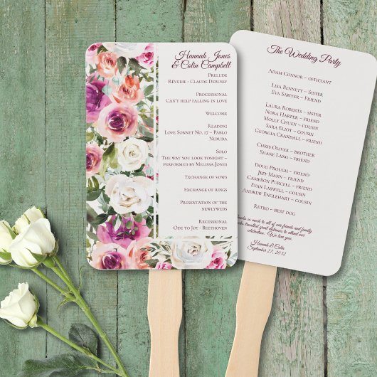 Elegant Floral Lijst Roze Blush Paars Peach White Handwaaier