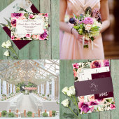 Elegant Floral Lijst Roze Blush Paars Peach White Kaart