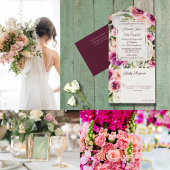 Elegant Floral Lijst Roze Blush Paars Peach White Programmakaart