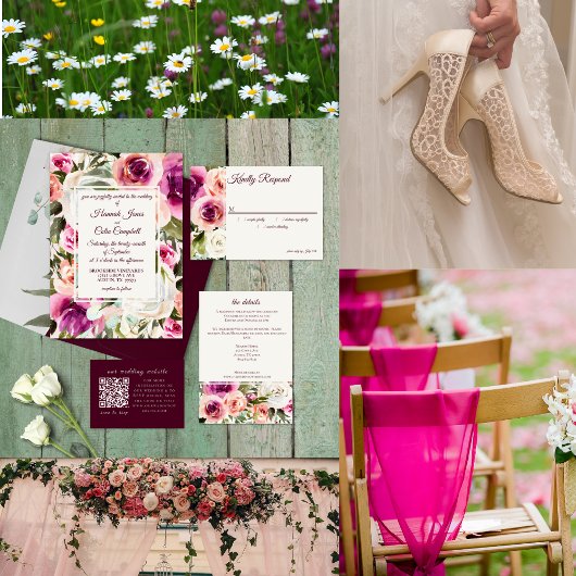 Elegant Floral Lijst Roze Blush Paars Peach White Save The Date