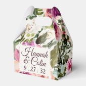 Elegant Floral Lijst Roze Blush Paarse Peach Names Bedankdoosjes (Achterkant)