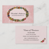 Elegant Floral  Lijst Roze rozen met naam Visitekaartje (Voorkant / Achterkant)