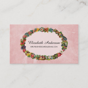 Elegant Floral Lijst Roze rozen met naam Visitekaartje