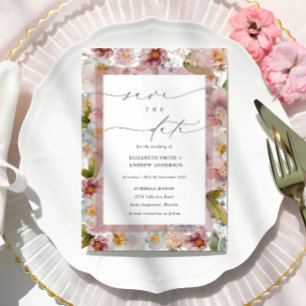 Elegant Floral Lijst Save the Date Kaart