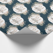 Elegant Floral Lijst Vrijgezellenfeest Navy Blue Cadeaupapier (Hoek)