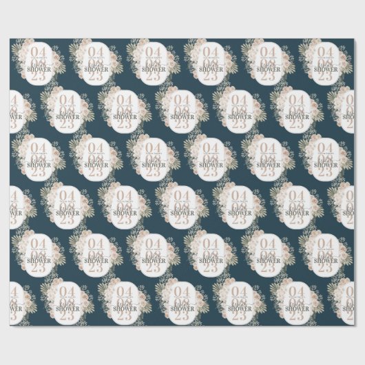 Elegant Floral Lijst Vrijgezellenfeest Navy Blue Cadeaupapier (Vlak)